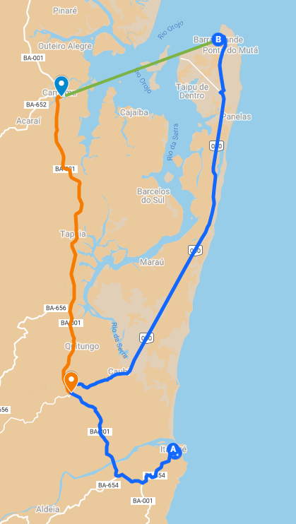 mapa itacare barra grande marau e camamu