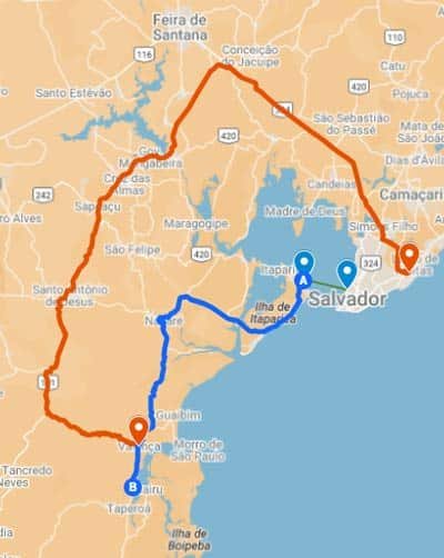 mapa transfer salvador boipeba